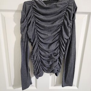 Missguided Gray Ruched Long Sleeve Blouse